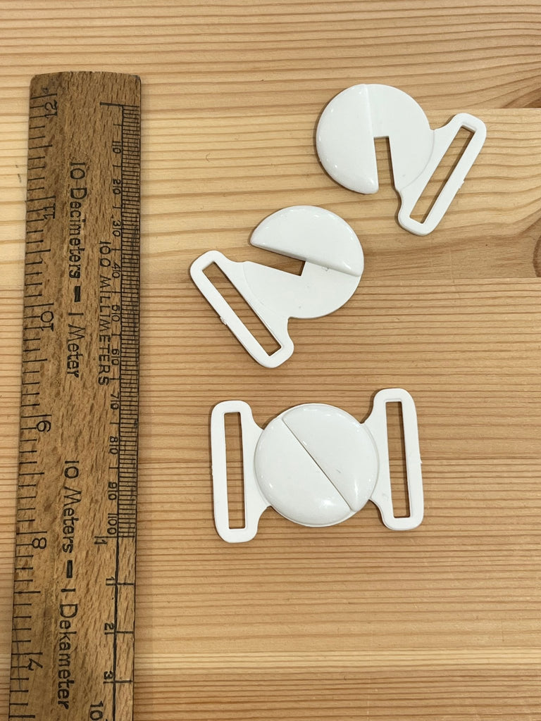 Swimwear Bikini Clasp - White Semi Circles - 25mm - The Eternal Maker - UK Fabric Shop