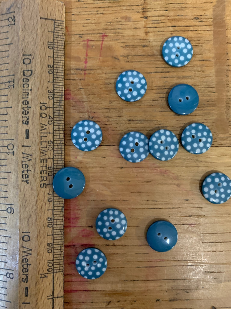 Teal Spotty Button - 13mm - The Eternal Maker - UK Fabric Shop