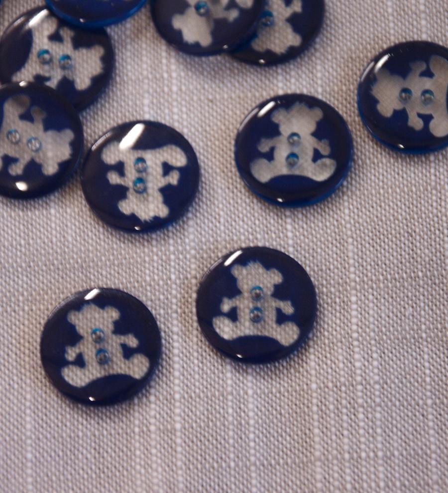 Teddybear Button - 15mm - Navy - The Eternal Maker - UK Fabric Shop