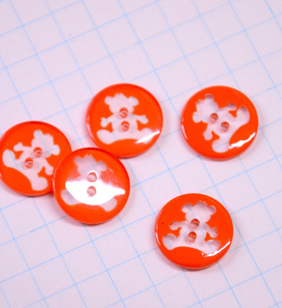 Teddybear Button - 15mm - Orange - The Eternal Maker - UK Fabric Shop