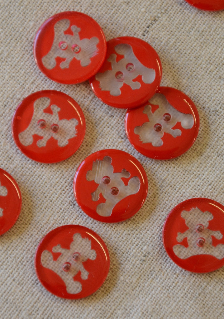 Teddybear Button - 15mm - Red - The Eternal Maker - UK Fabric Shop