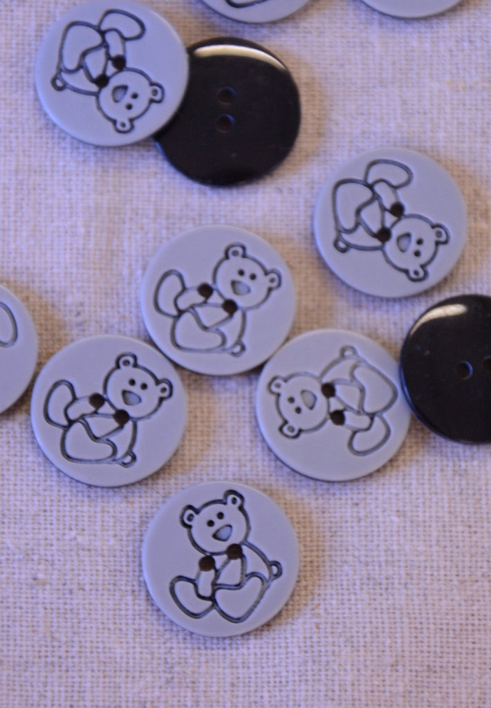 Teddybear Button Outline - 15mm - Grey - The Eternal Maker - UK Fabric Shop