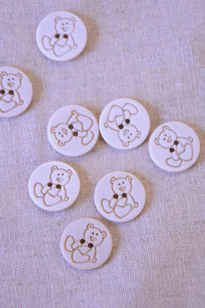 Teddybear Outline Button - 15mm - Cream - The Eternal Maker - UK Fabric Shop