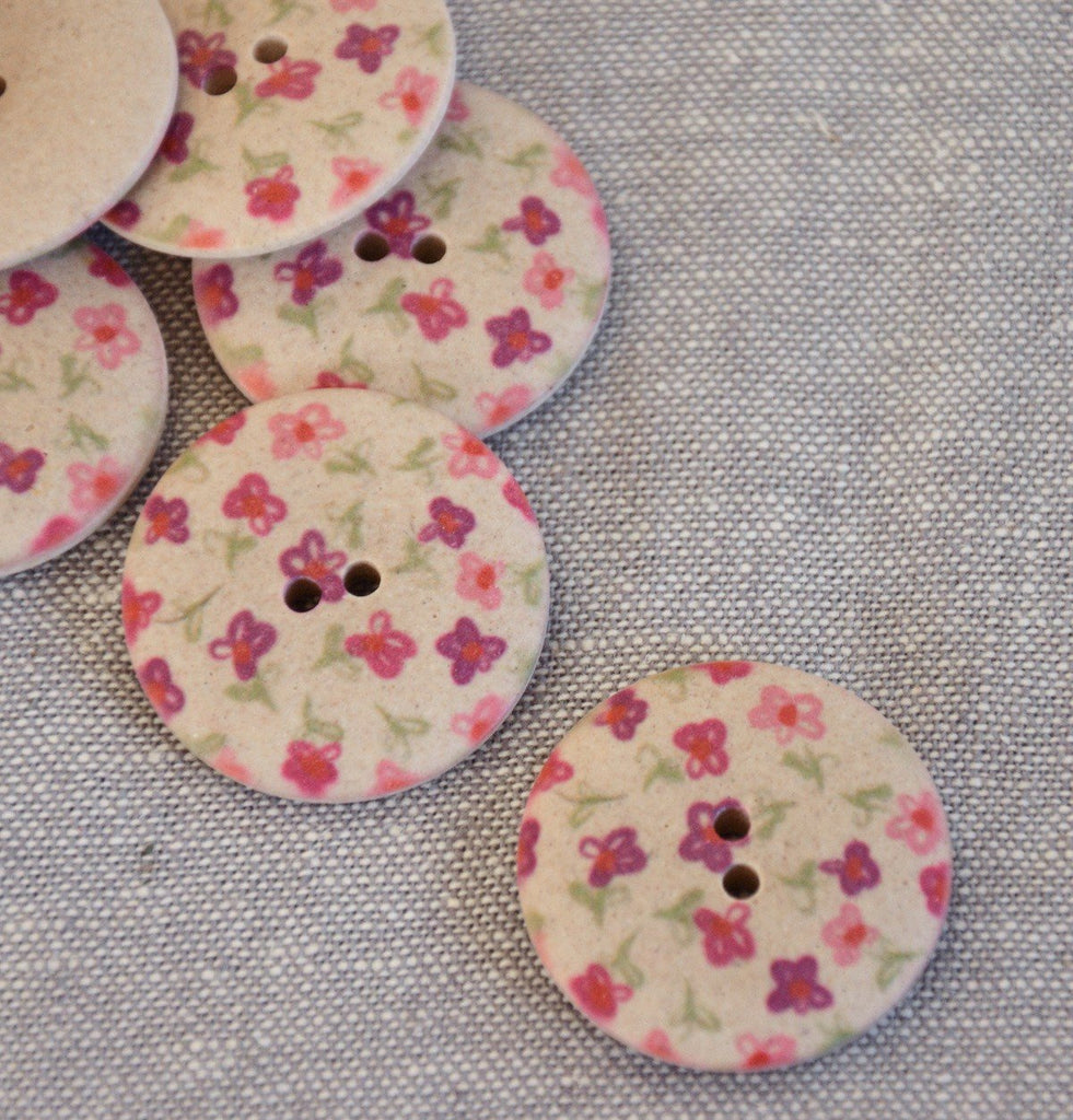 Teeny flowers on Stone Printed Button - 28mm - The Eternal Maker - UK Fabric Shop
