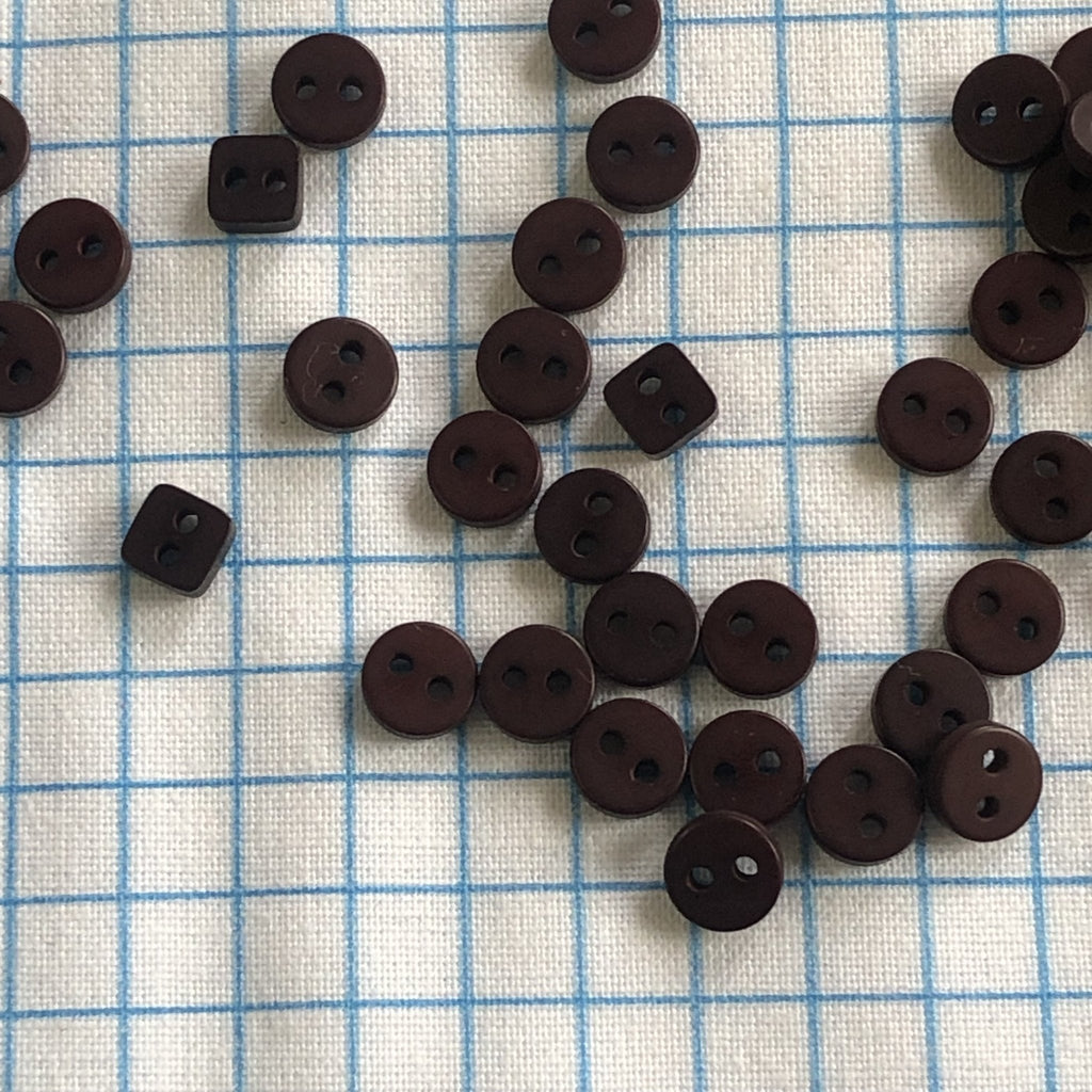 Teeny tiny Brown buttons 7mm - The Eternal Maker - UK Fabric Shop