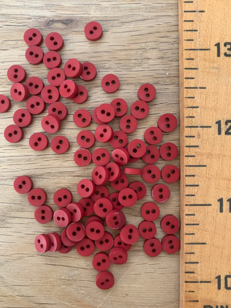 Teeny tiny Dark Red Buttons 7mm - The Eternal Maker - UK Fabric Shop