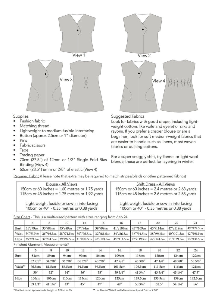 The Afternoon Blouse and Shift Dress - Jennifer Lauren Handmade - Digital PDF Download Pattern - The Eternal Maker - UK Fabric Shop