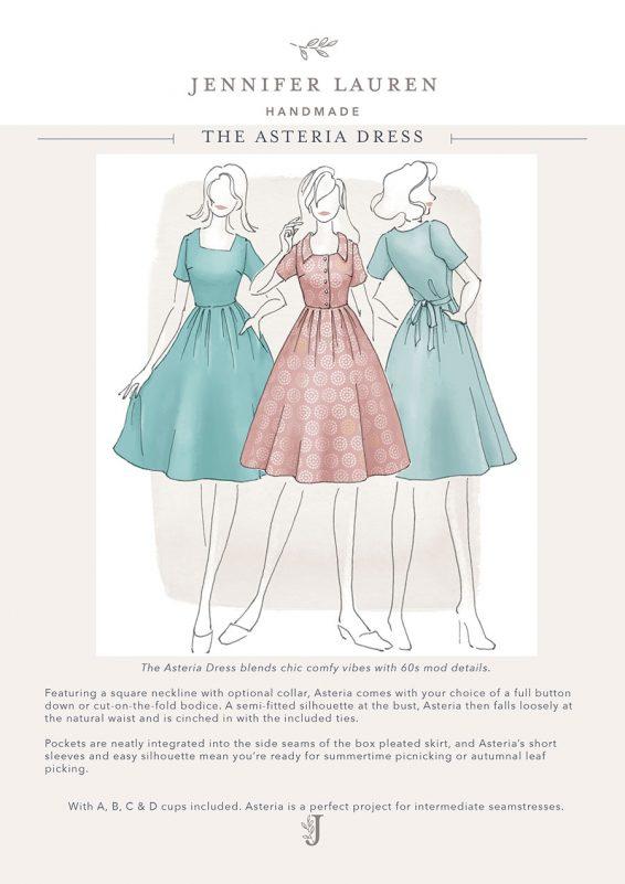 The Asteria Dress - Jennifer Lauren Handmade - Digital PDF Download Pattern - The Eternal Maker - UK Fabric Shop