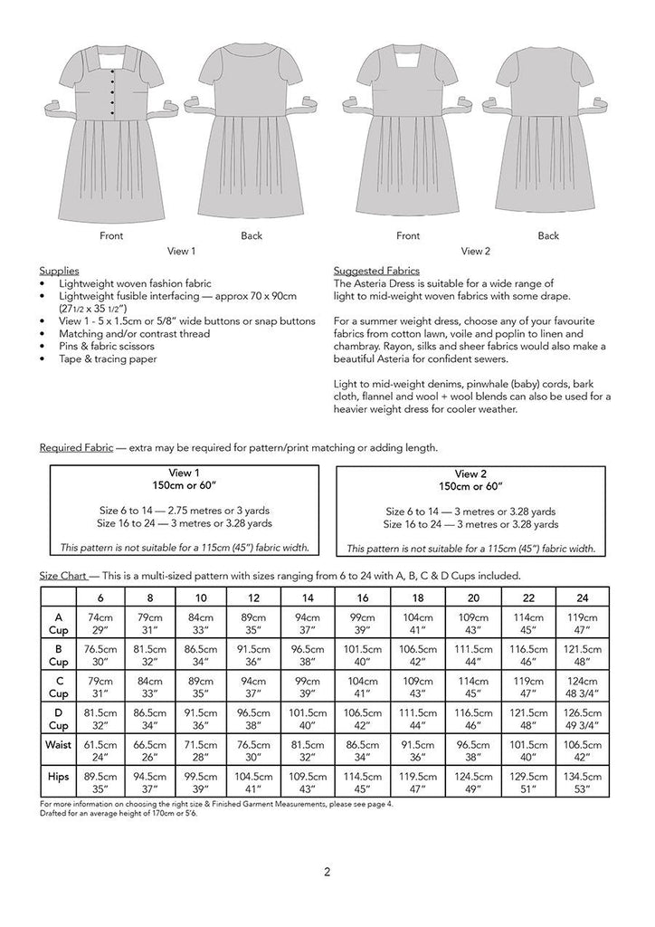 The Asteria Dress - Jennifer Lauren Handmade - Digital PDF Download Pattern - The Eternal Maker - UK Fabric Shop