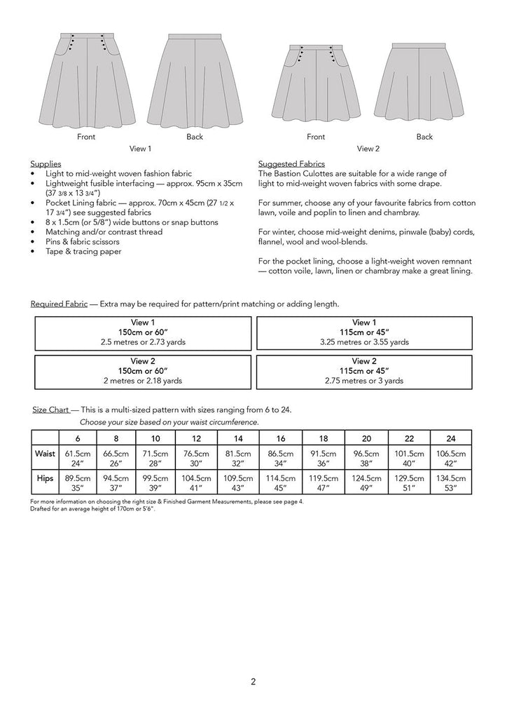 The Bastion Culottes - Jennifer Lauren Handmade - Digital PDF Download Pattern - The Eternal Maker - UK Fabric Shop