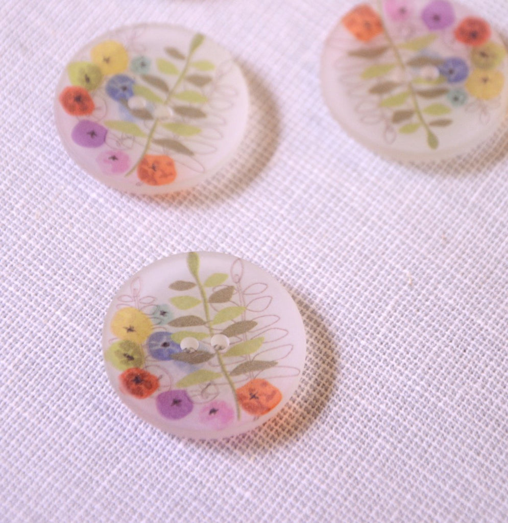 The Button Company Buttons 26mm - Abstract Floral Translucent Button
