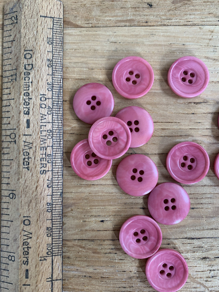 The Button Company Buttons 4 hole double rim Corozo Nut Button - 16mm - Rose