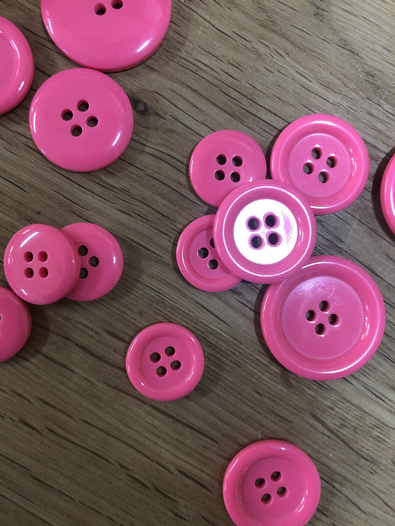 The Button Company Buttons 4 Hole Ring Edge Pink Buttons