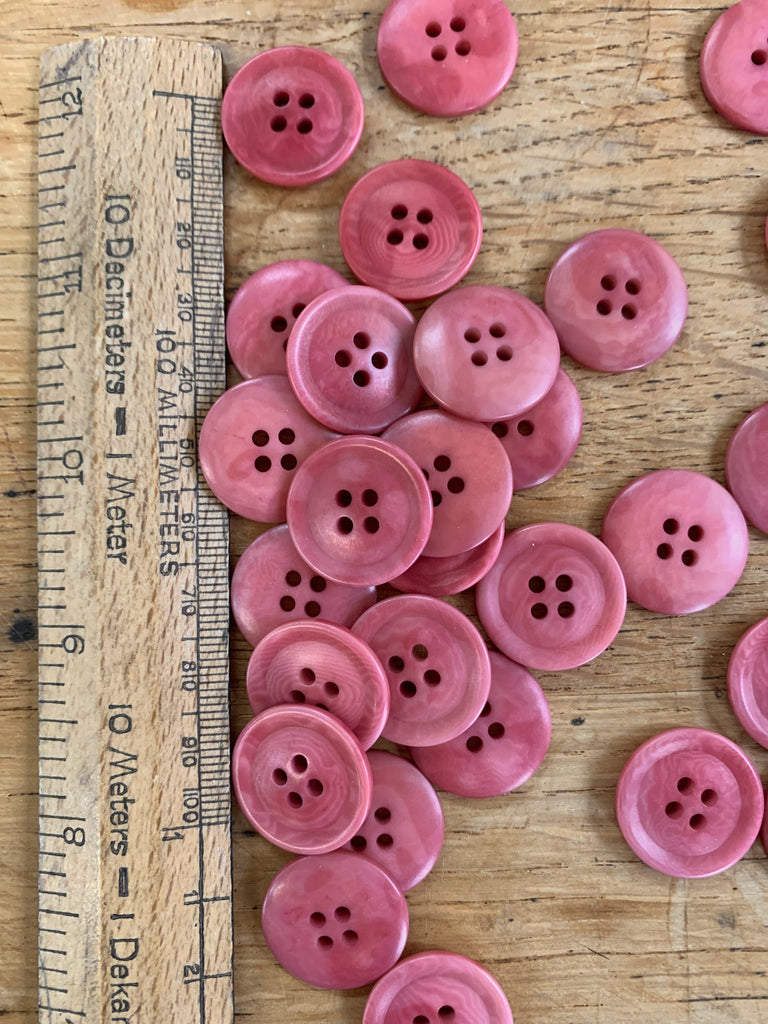 The Button Company Buttons 4 Hole Ringed Edge Corozo Nut Button - 20mm - Dusty Rose
