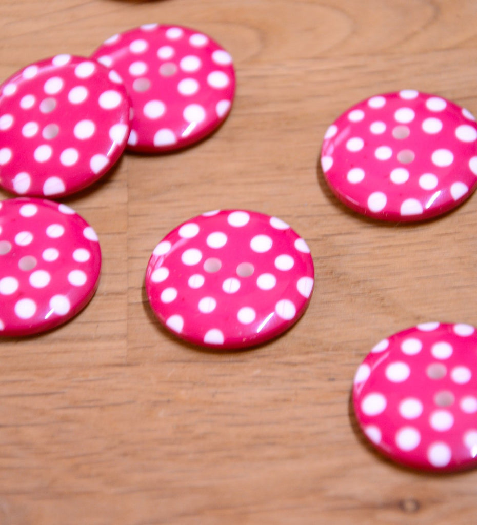 The Button Company Buttons Big Spotty Button - 25mm - Fuchsia