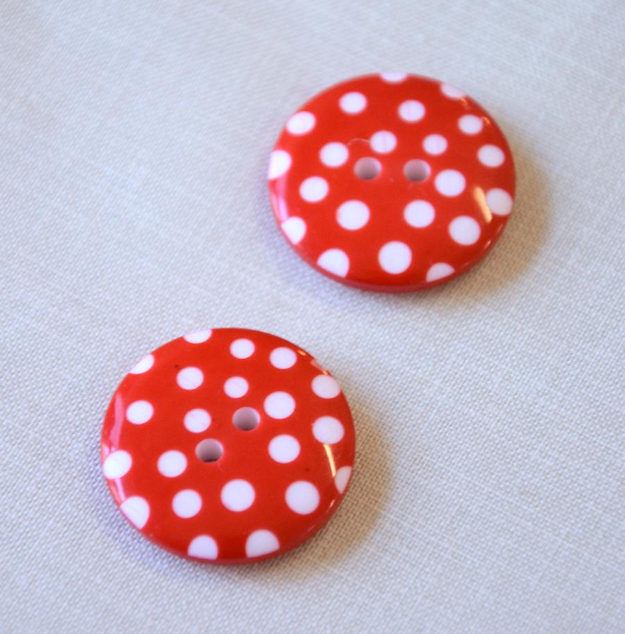 The Button Company Buttons Big Spotty Button - 25mm - Red