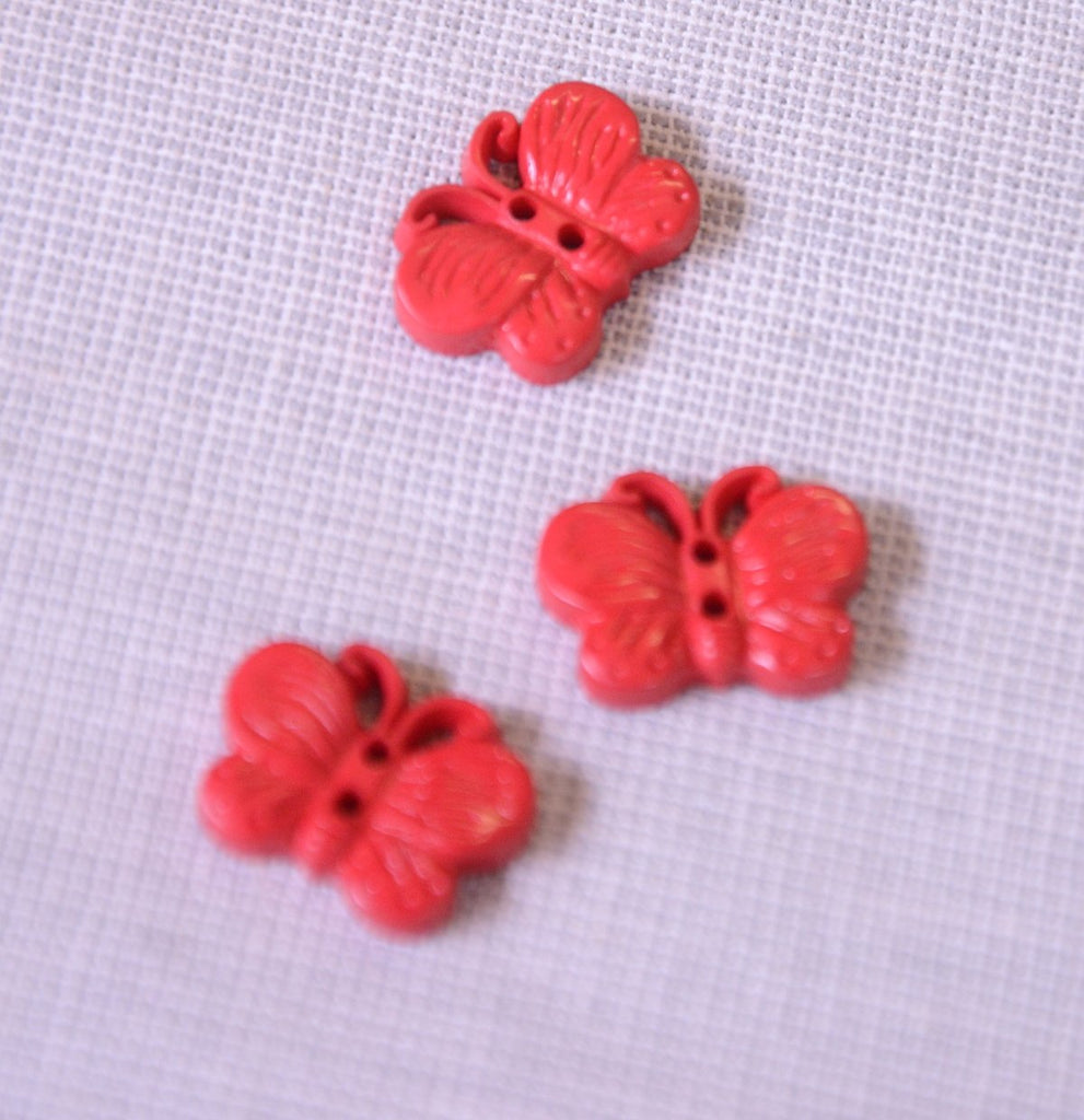 The Button Company Buttons Butterfly Button - 18mm - Red