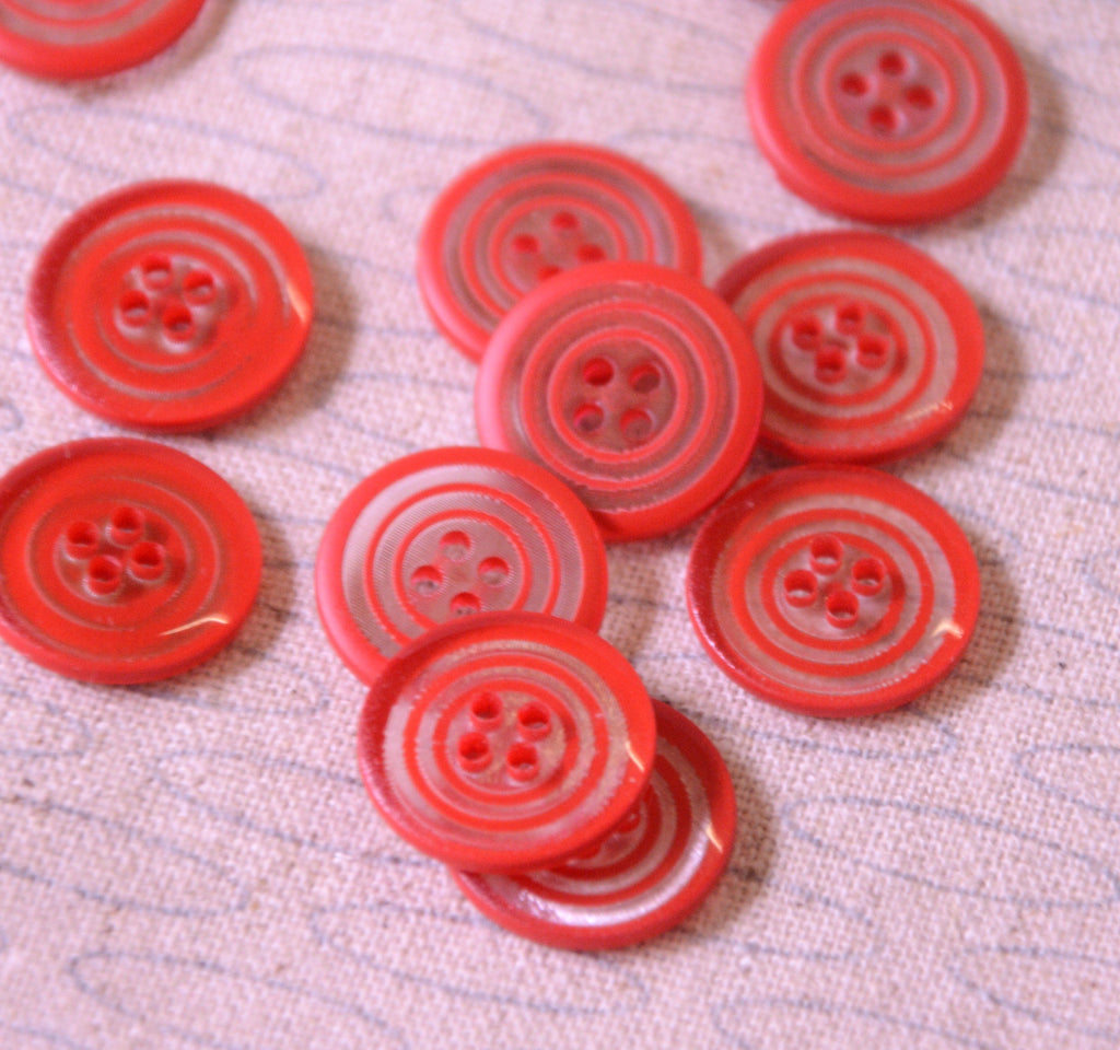 The Button Company Buttons Concentric Circles Button - 15mm - Red