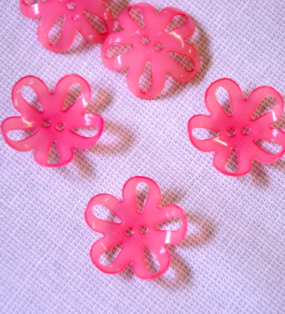 The Button Company Buttons Convexed Flower Cut Out Button - 25mm - Pink