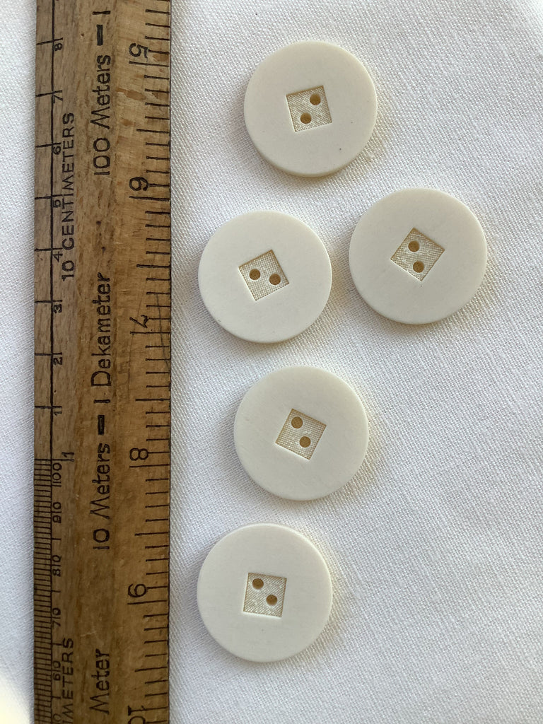 The Button Company Buttons Cream Etched Square Centre Button - 26mm