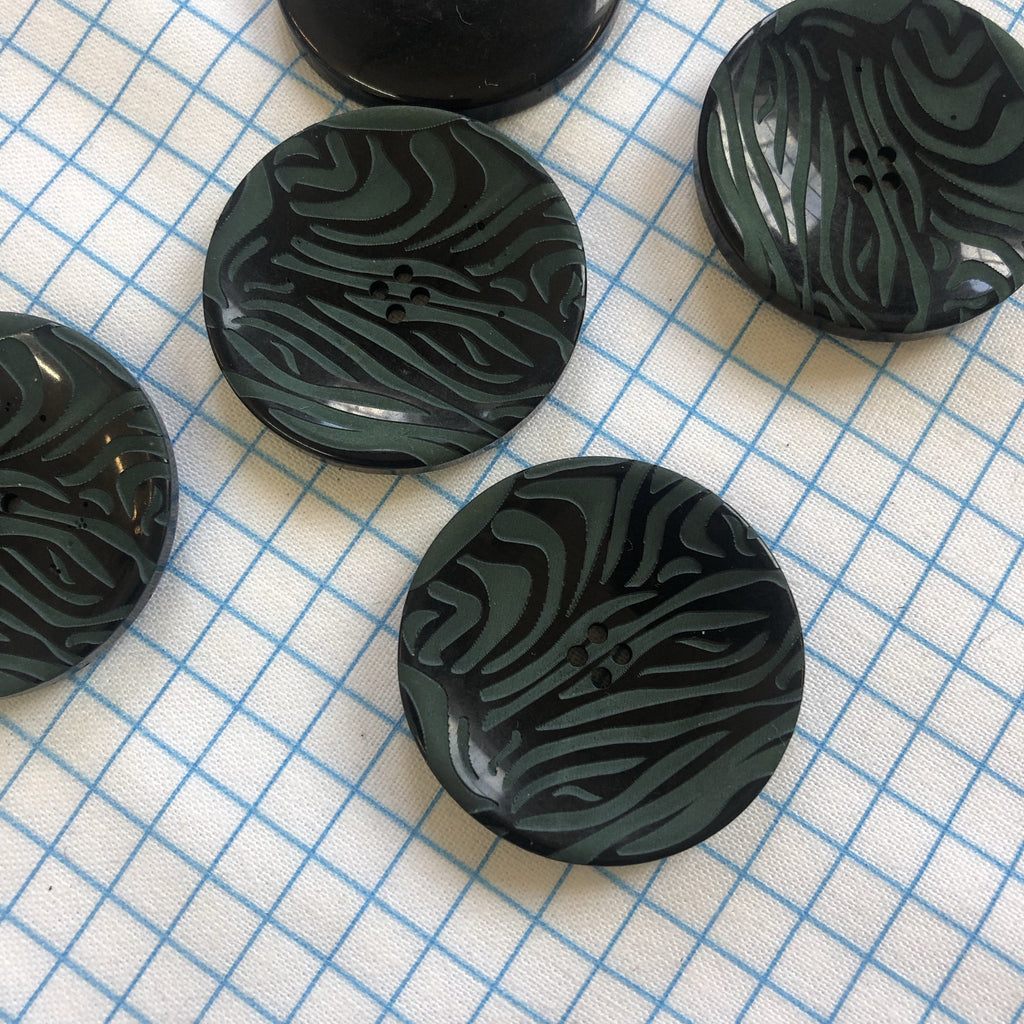 The Button Company Buttons Etched Zebra Button - 4 Hole - 34mm - Green
