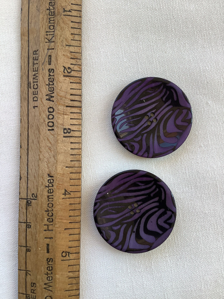 The Button Company Buttons Etched Zebra Button - 4 Hole - 34mm - Purple