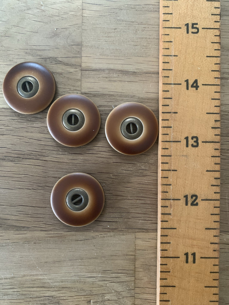 The Button Company Buttons Faux Leather Brass Eye  Button - 25mm - Brown