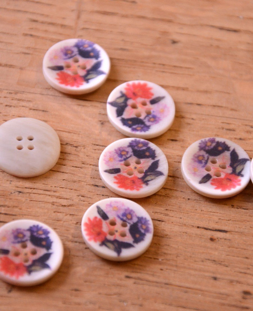 The Button Company Buttons Floral Bouquet Button - 16mm