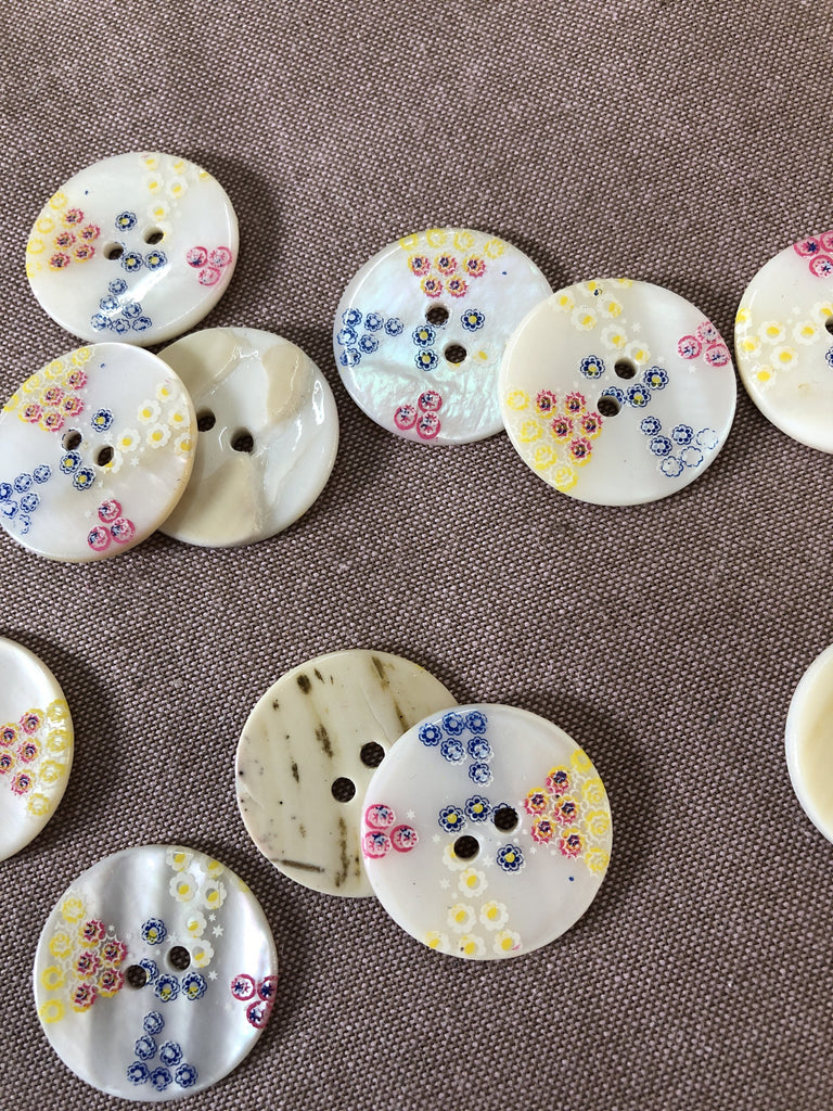 The Button Company Buttons Flowerbed Printed River Pearl Button - 24mm