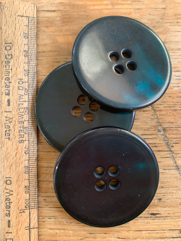 The Button Company Buttons Giant Pearly Button - 50mm - Black Teal