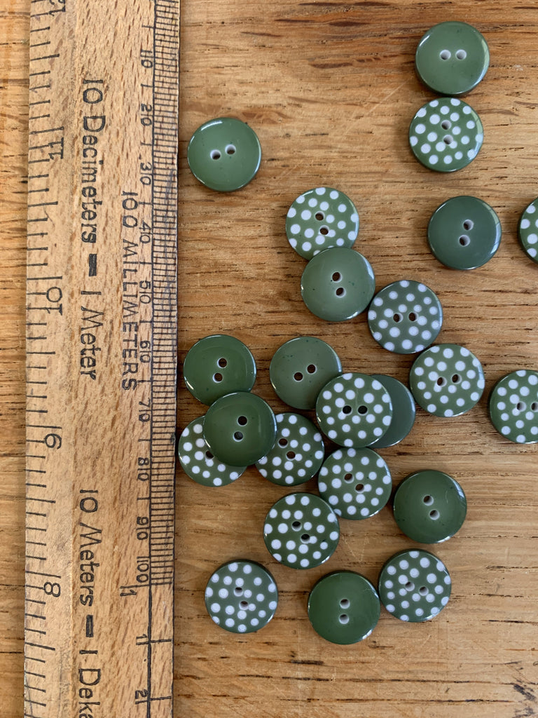 The Button Company Buttons Green Spotty Button - 13mm