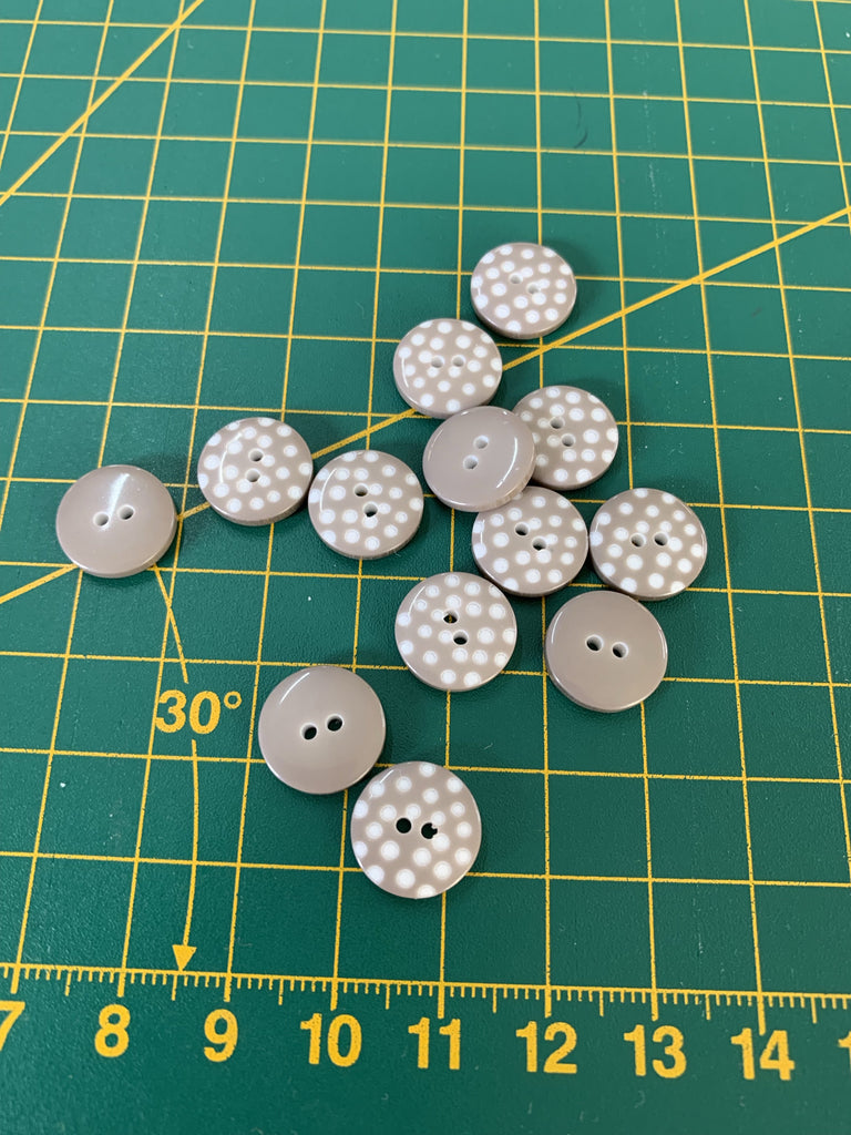 The Button Company Buttons Grey Spotty Button - 13mm
