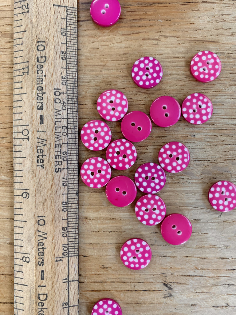 The Button Company Buttons Hot Pink Spotty Button - 13mm