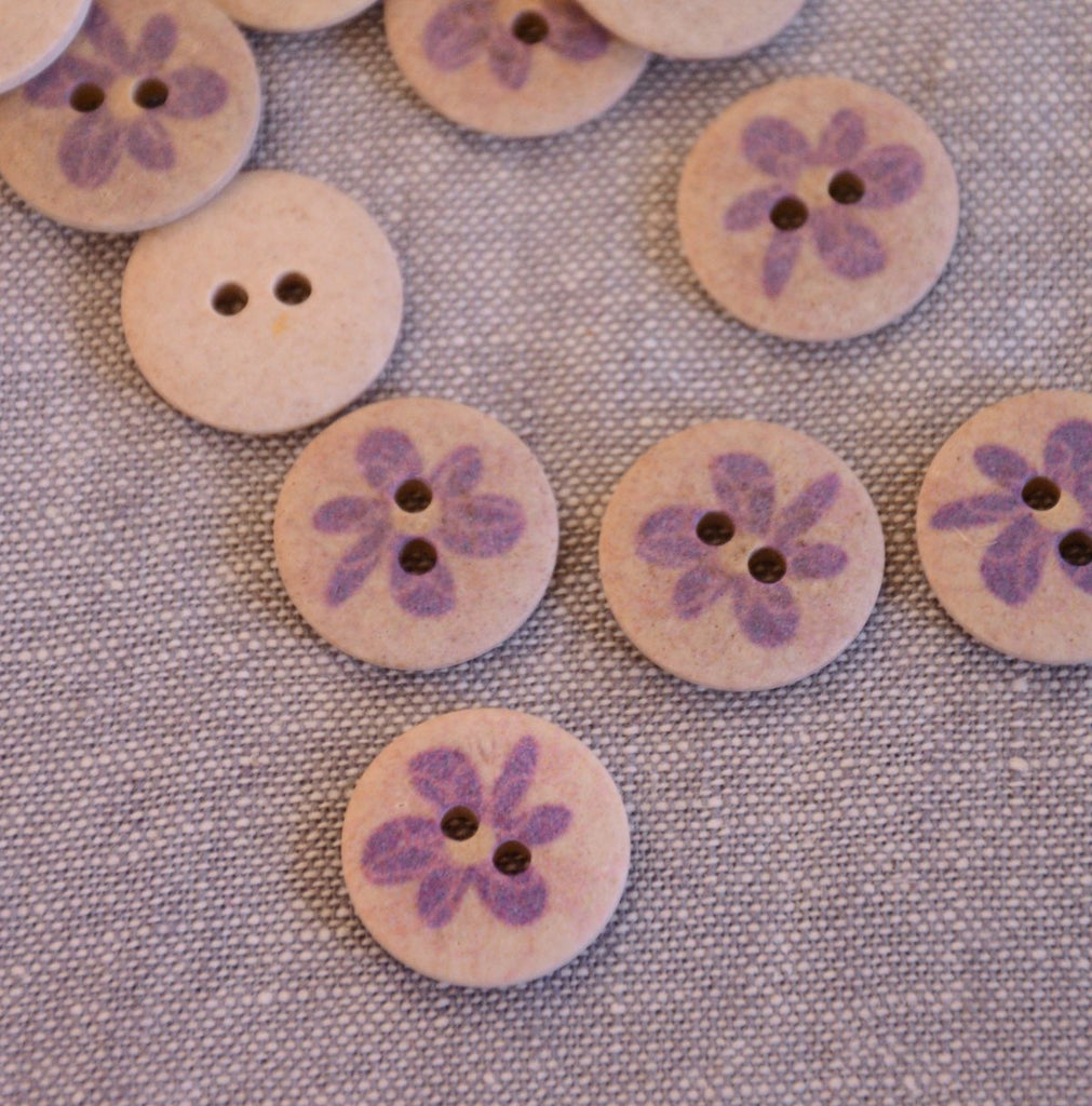 The Button Company Buttons Lilac on Stone Printed Button - 20mm