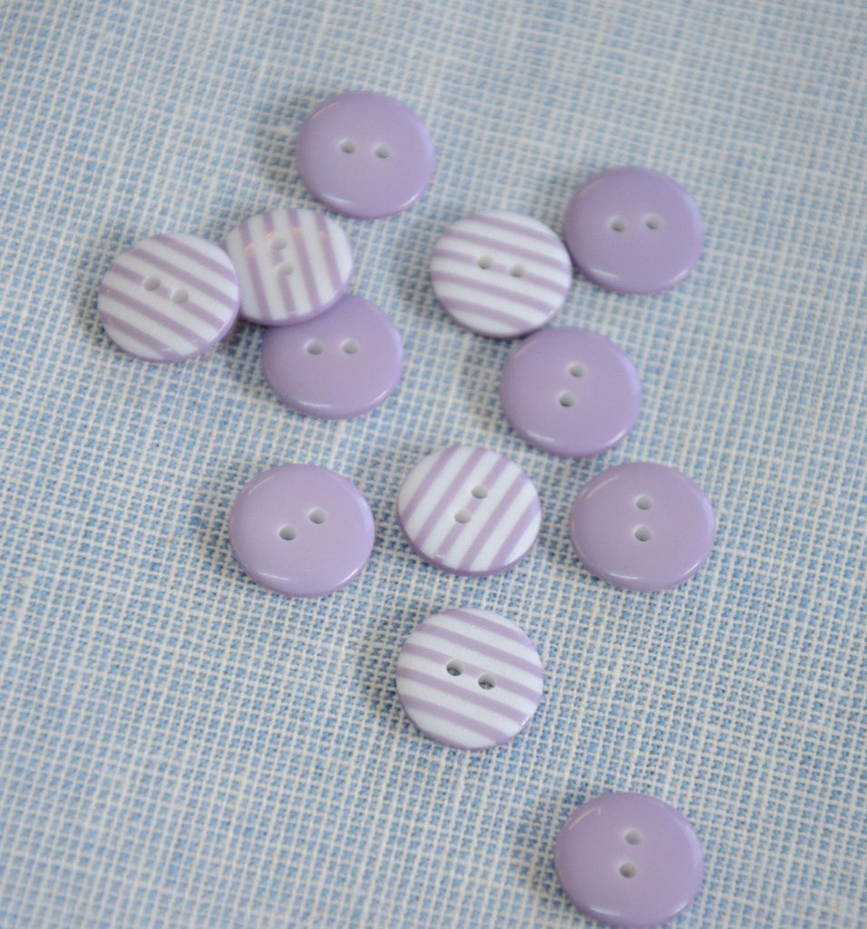 The Button Company Buttons Lilac Stripy Button - 13mm