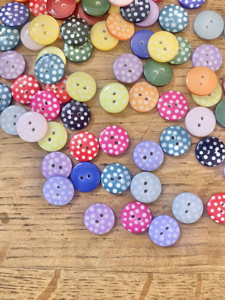 The Button Company Buttons Mixed Pack of Spotty Buttons - 13mm x 84