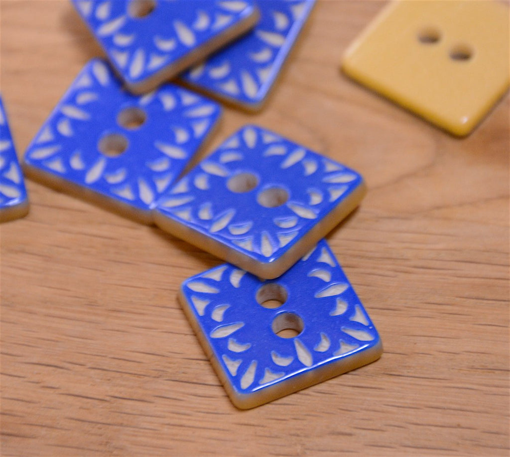 The Button Company Buttons Mosaic Tile Button - Blue - 21mm