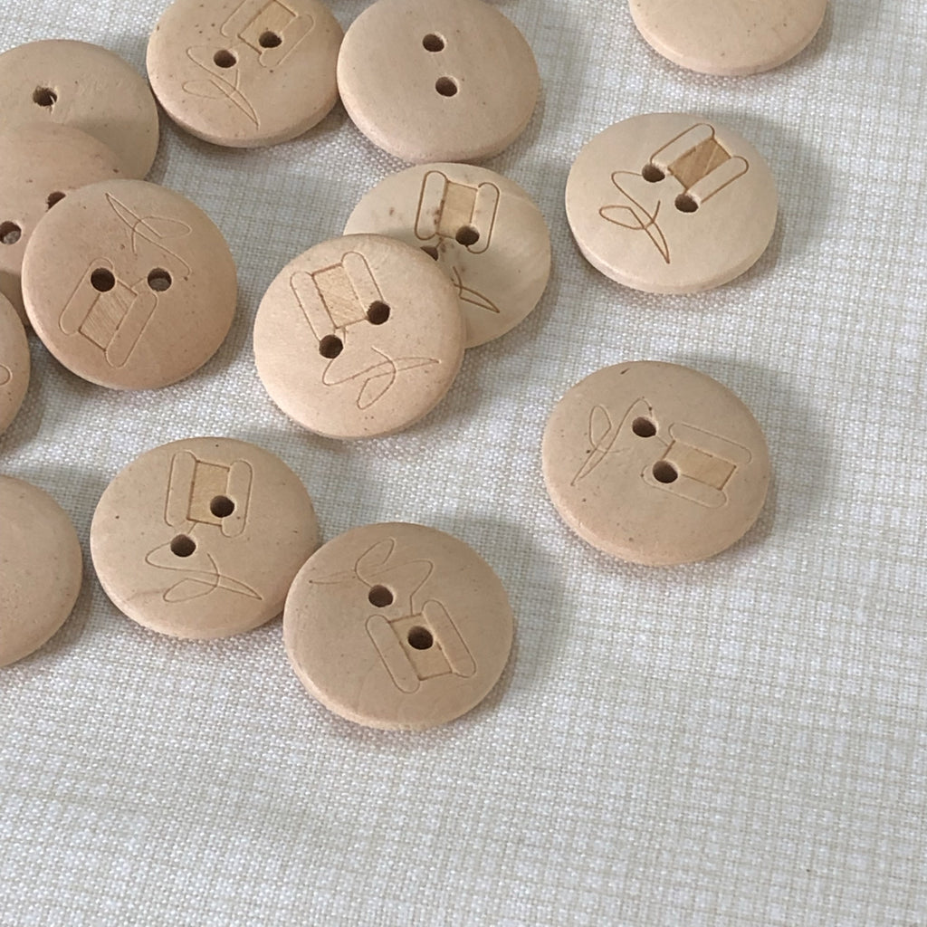 The Button Company Buttons Needle & Thread Wooden Button - 20mm
