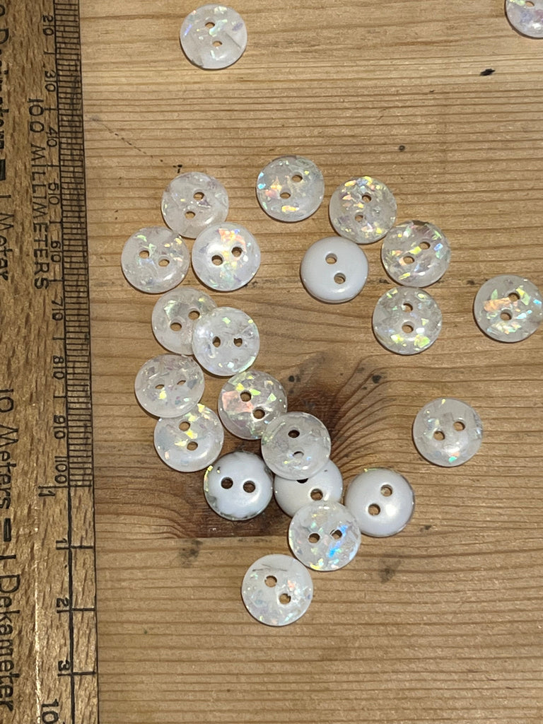 The Button Company Buttons Off White Glitter Chunk 12mm Button