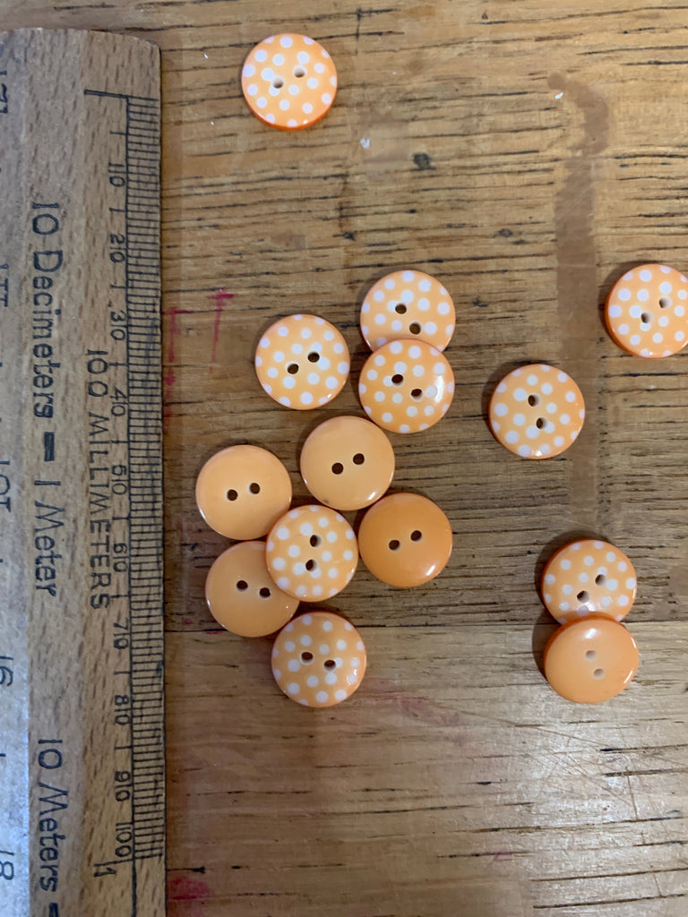The Button Company Buttons Orange Spotty Button - 13mm