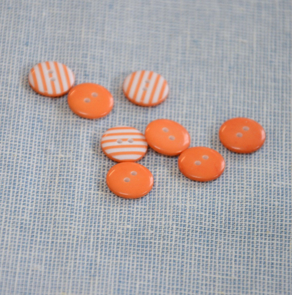 The Button Company Buttons Orange Stripy Button - 13mm