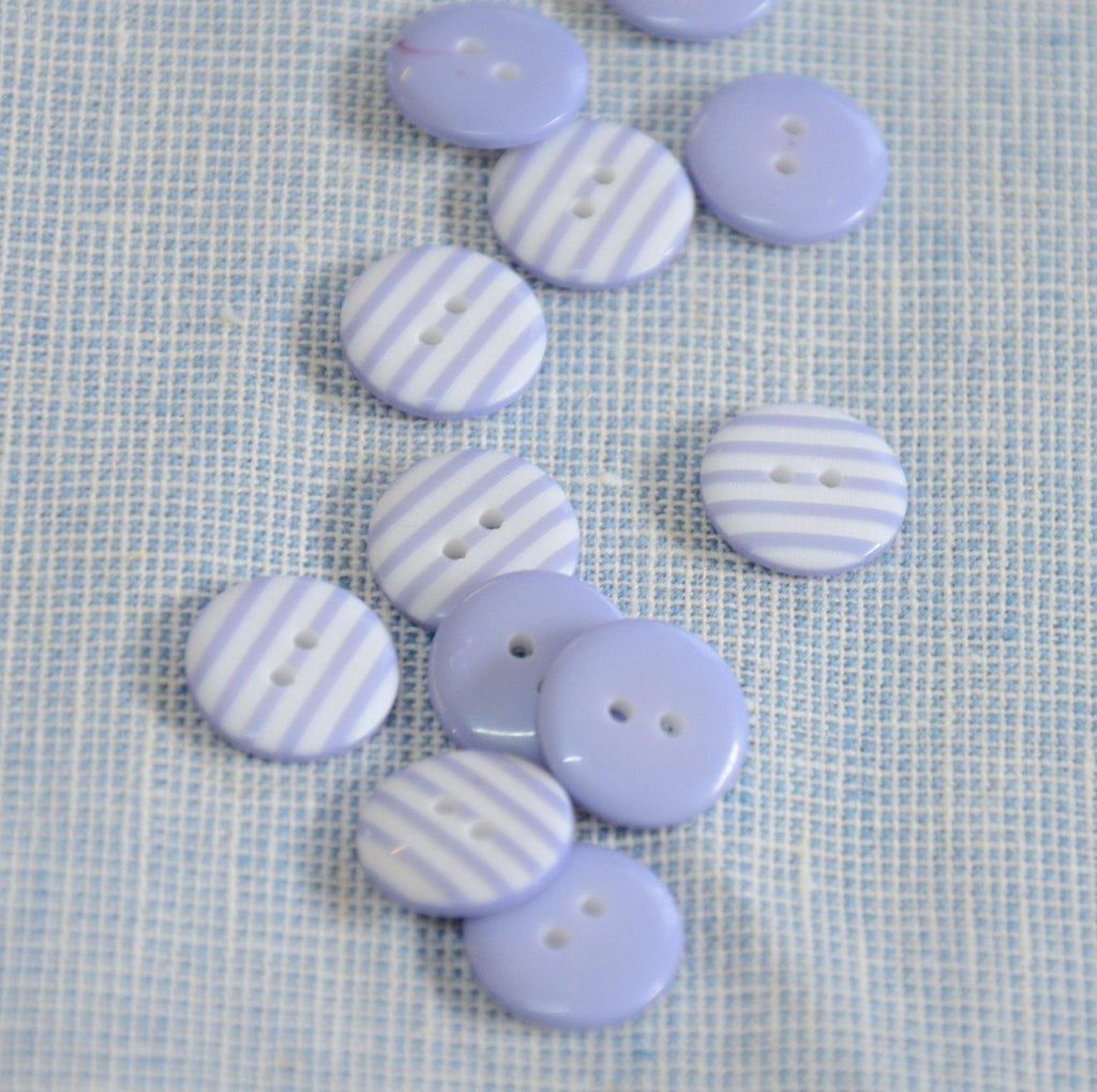 The Button Company Buttons Pale Blue Stripy Button - 13mm
