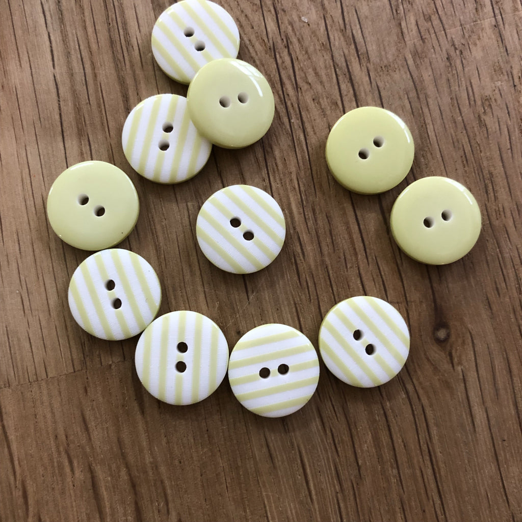 The Button Company Buttons Pale Green Stripy Button - 13mm