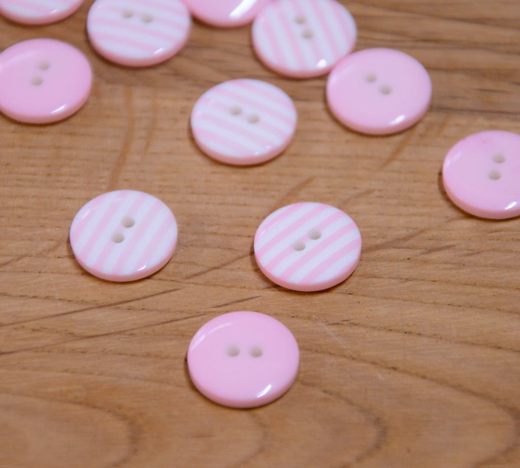 The Button Company Buttons Pale Pink Stripy Button - 13mm