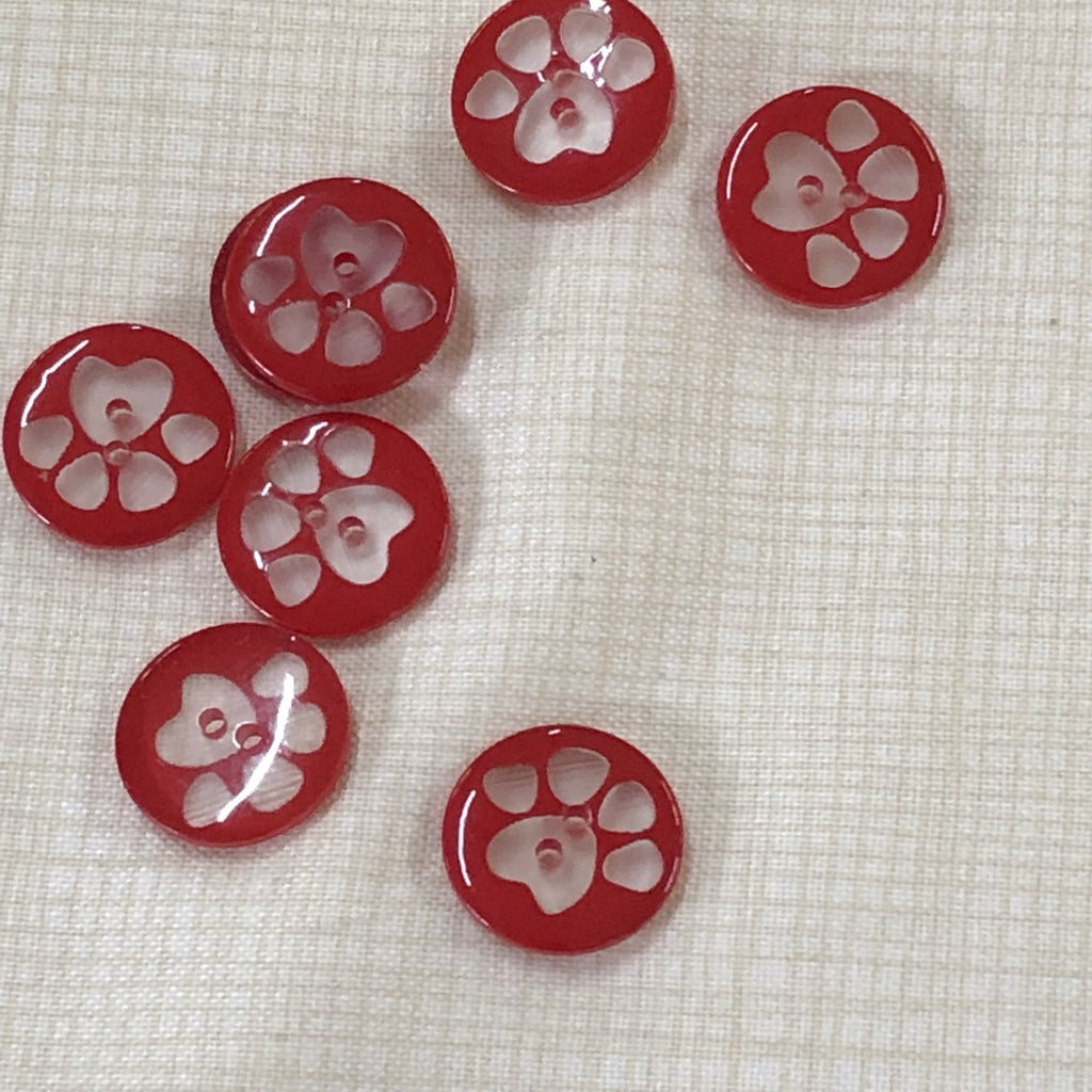 The Button Company Buttons Pawprints Button - Red - 15mm