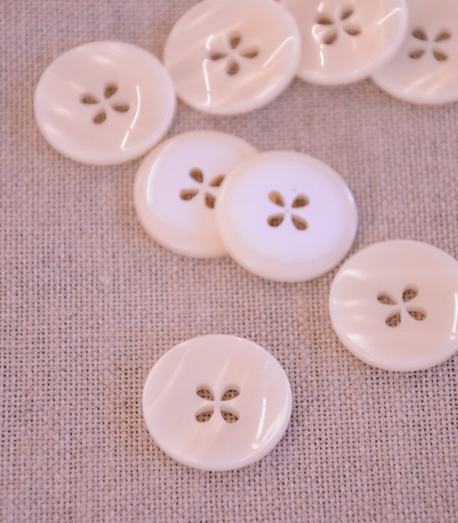 The Button Company Buttons Petal Hole Button - 25mm - Ivory