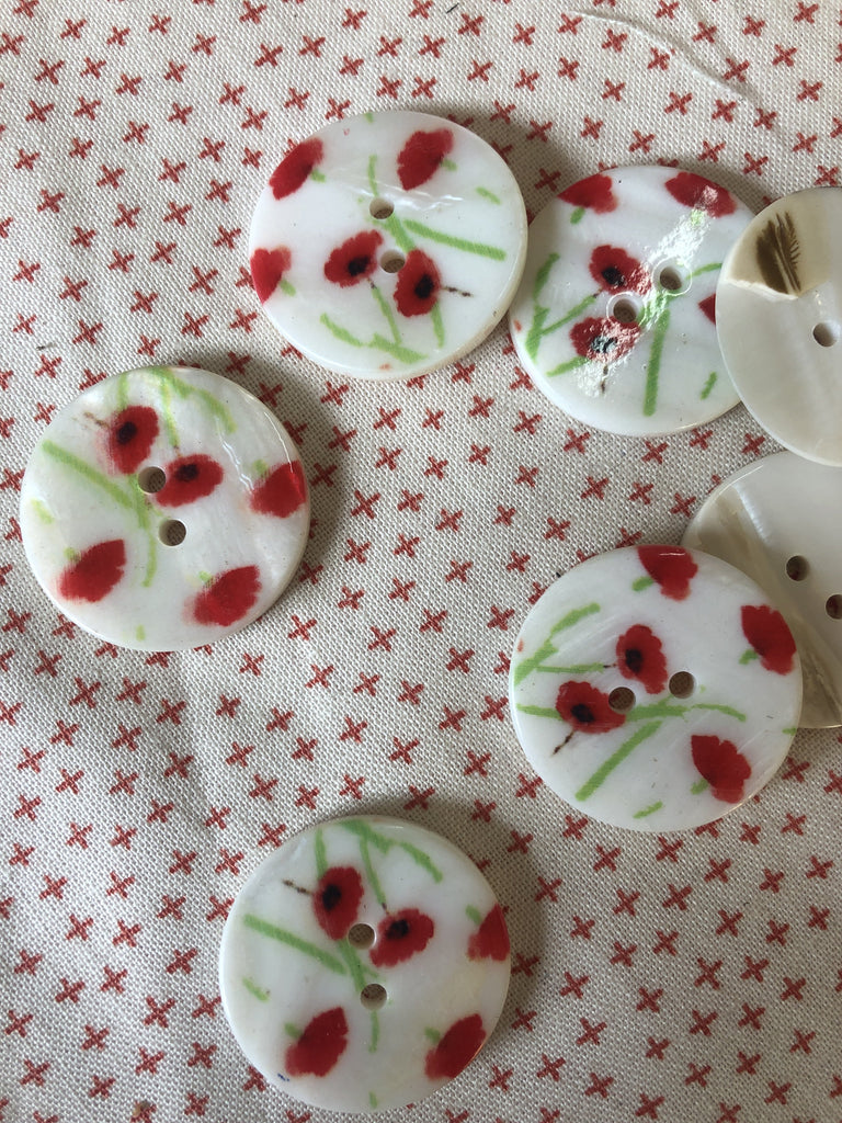The Button Company Buttons Poppy Printed River Pearl Button - 26mm