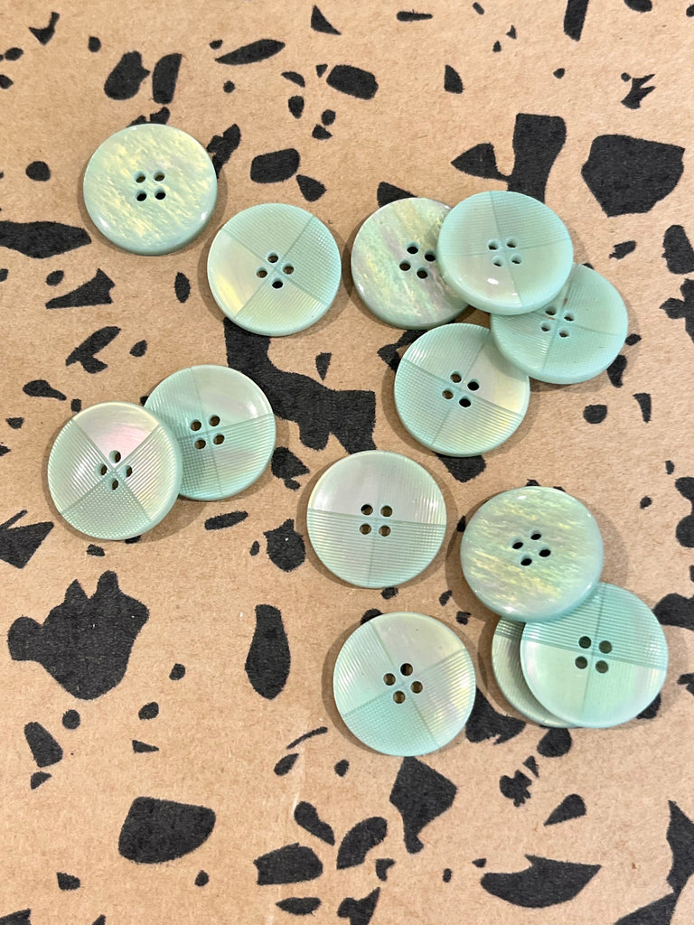 The Button Company Buttons Quadrant Etched 18mm Button - Eau de Nil
