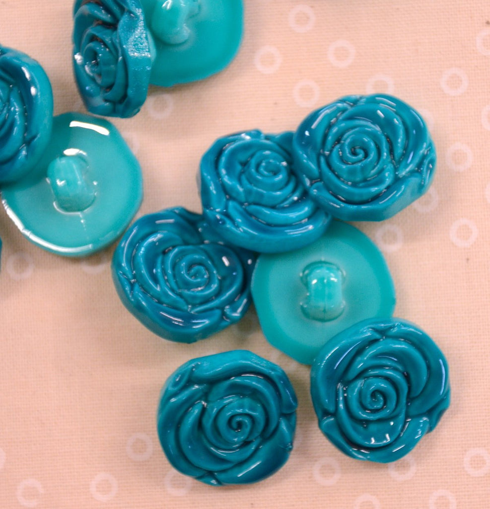 The Button Company Buttons Rose Button - 19mm - Turquoise