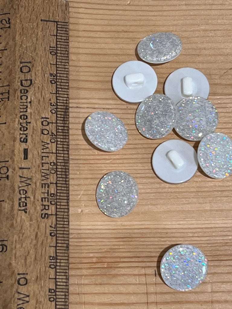 The Button Company Buttons Silver Glitter Shank - 15mm Button